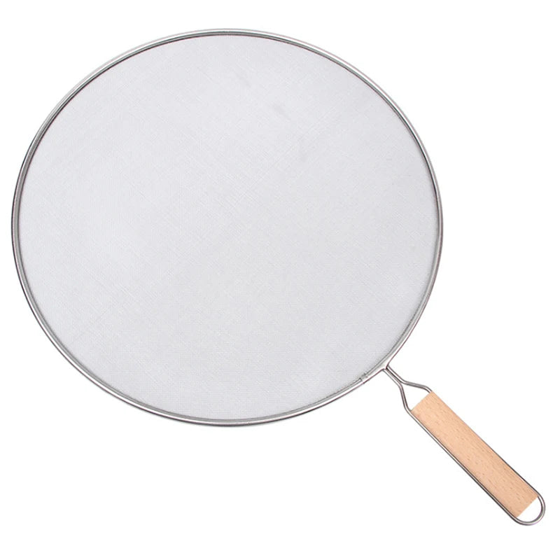 Couvercle Anti-Projections Inox – 21 à 33 cm avec poignée en bois pour protection contre les éclaboussures en cuisine