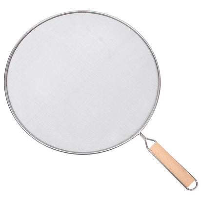 Couvercle Anti-Projections Inox – 21 à 33 cm avec poignée en bois pour protection contre les éclaboussures en cuisine