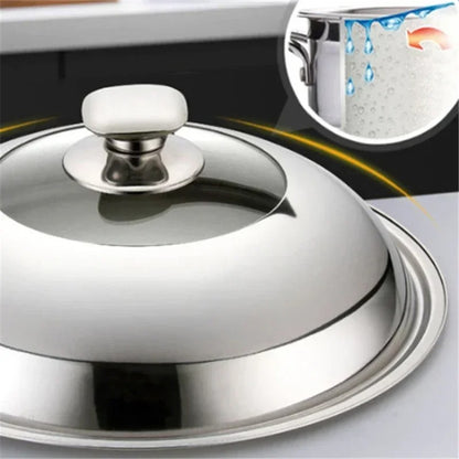 Couvercle universel en inox pour poêle et wok avec poignée et design élégant