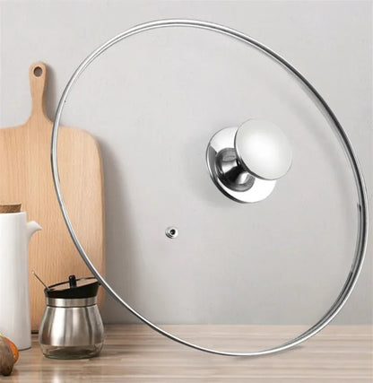 Couvercle universel inox avec poignée verre pour poêle, design moderne et pratique pour la cuisine