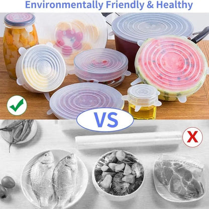 Couvercles en Silicone Extensibles Réutilisables – Lot de 6 pour une conservation alimentaire saine et écologique