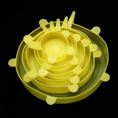 Couvercles en Silicone Extensibles Réutilisables – Lot de 6 en différentes tailles et couleurs pour conserver les aliments