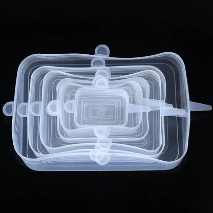 Ensemble Couvercles Silicone Étanches – 6 / 12 pièces Réutilisables. housses souples transparentes emboîtables tailles variées