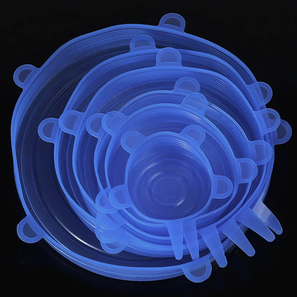 Lot de Couvercles Silicone Étanches – 6 / 12 pièces Réutilisables en silicone bleu emboîtables pour bols et plats