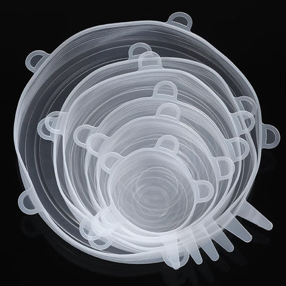 Ustensile de chef Couvercles Silicone Étanches – 6 / 12 pièces Réutilisables couvercles extensibles transparents