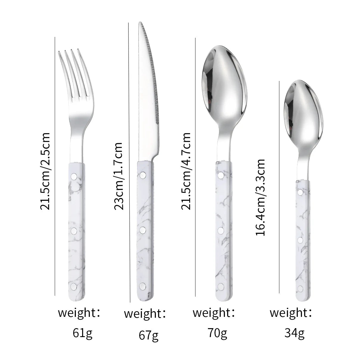 Couverts en Inox – Set Élégant 1 personne avec design marbré et finition brillante
