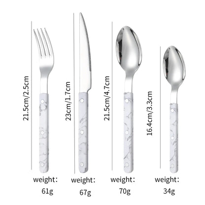 Couverts en Inox – Set Élégant 1 personne avec design marbré et finition brillante