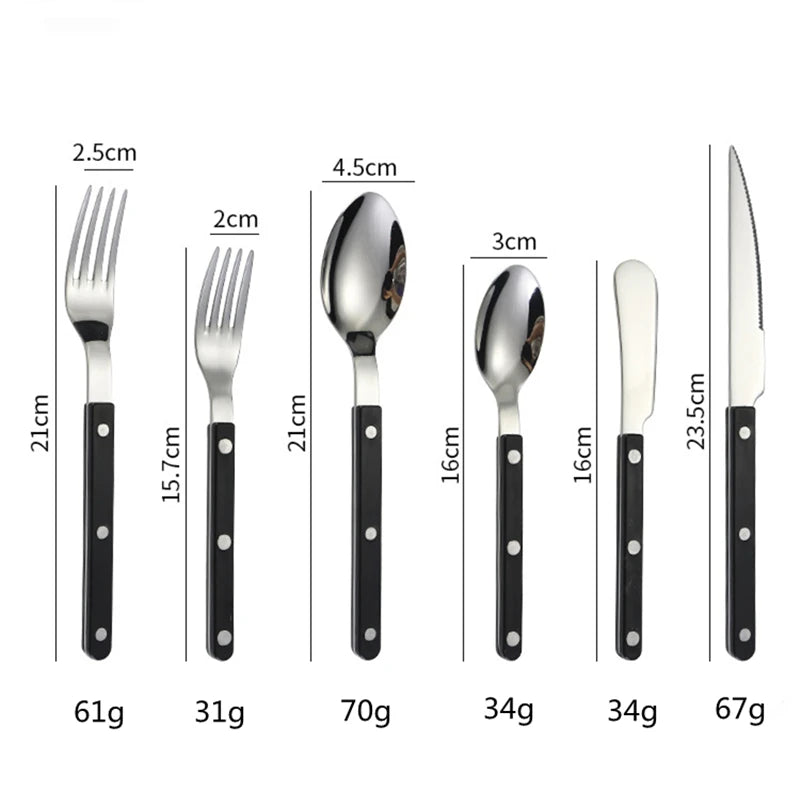 Couverts en Inox – Set Élégant 1 personne avec des dimensions détaillées pour un service raffiné