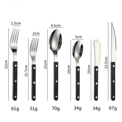 Couverts en Inox – Set Élégant 1 personne avec des dimensions détaillées pour un service raffiné