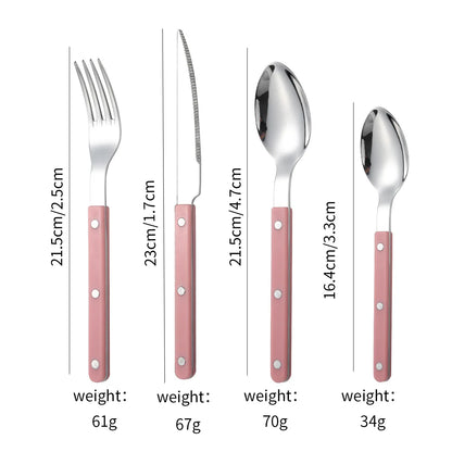 Couverts en Inox – Set Élégant 1 personne avec poignées roses pour un style chic à table