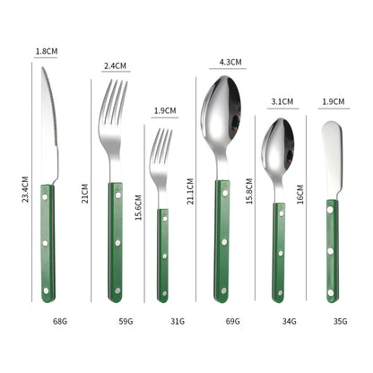 Couverts en Inox – Set Élégant 1 personne avec couteau, fourchette, cuillère et couteau à beurre