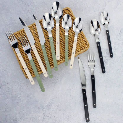 Couverts Inox 18/10 Premium Kit Complet 4 Pièces avec poignées modernes en noir et vert