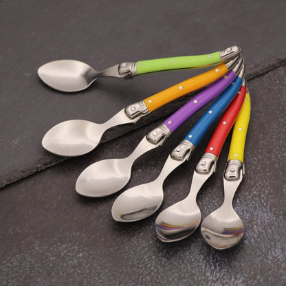 Cuillères à Café Laguiole – Acier Inox 304 colorées en lot de 6, parfaites pour un service élégant du café