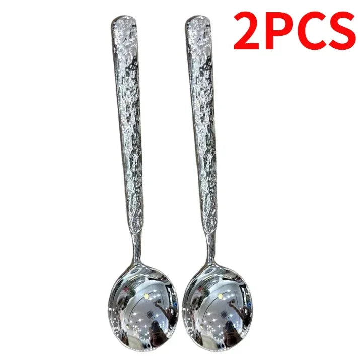 Cuillères à soupe Ice Crack– Set 2/4/8 pièces en acier inoxydable avec design élégant