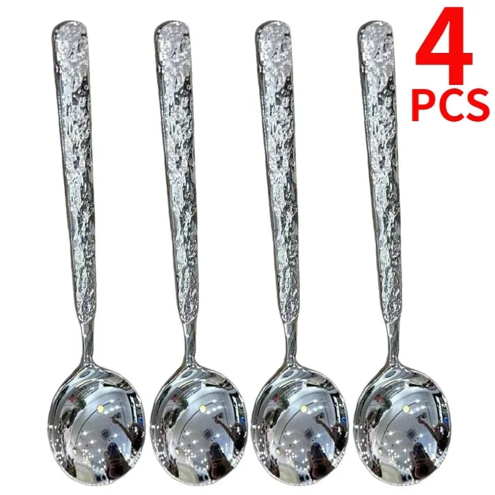 Cuillères à soupe Ice Crack 19,5 cm – Set 2/4/8 pièces en acier inoxydable brillantes et élégantes