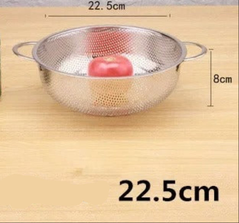 Égouttoir en Inox – Passoire de Cuisine en Acier Inoxydable Multi-Usages de 22,5 cm pour égoutter fruits et légumes