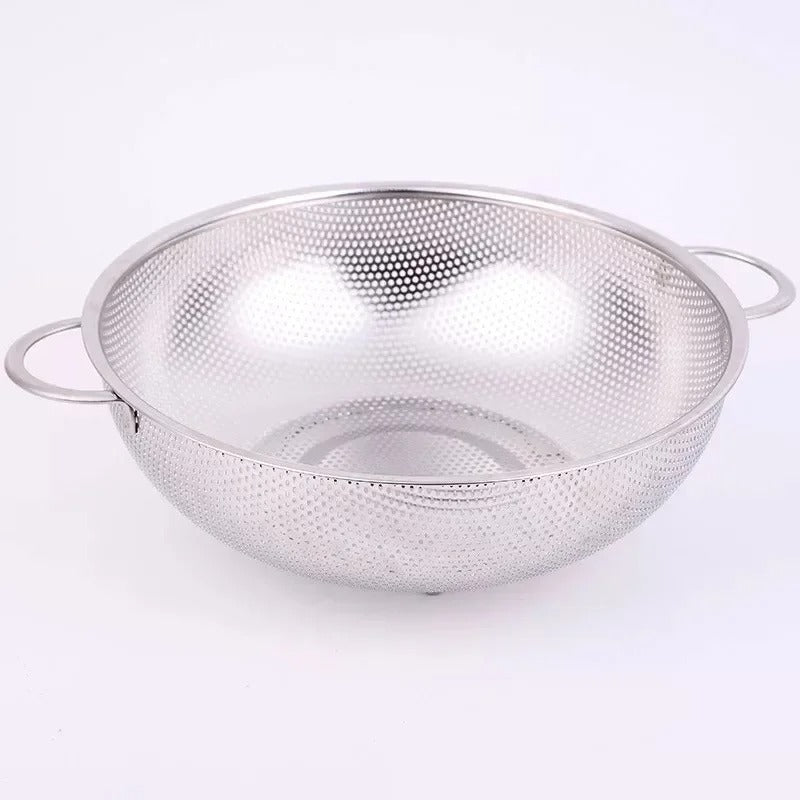Égouttoir en Inox – Passoire de Cuisine en Acier Inoxydable Multi-Usages avec deux poignées