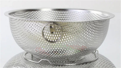 Égouttoir en Inox – Passoire de Cuisine en Acier Inoxydable Multi-Usages avec perforations pour un drainage efficace