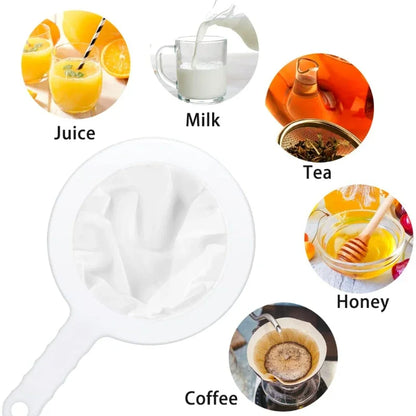 Passoire fine nylon & PP – Filtration précise et durable. Passoire blanche à maillage fin pour jus, lait, thé, café et miel