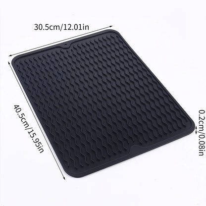 Tapis Égouttoir Silicone Multifonction noir 30.5 x 40.5 cm antidérapant surface ondulée