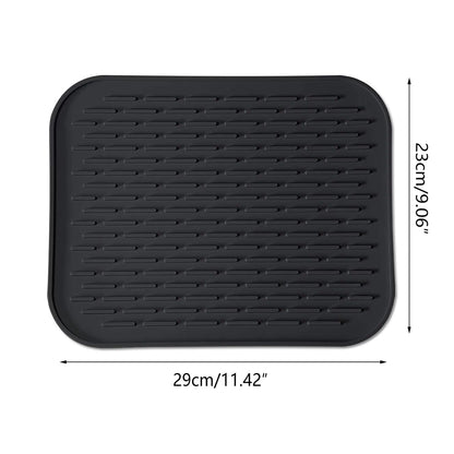 Tapis Égouttoir Silicone Multifonction noir 29 x 23 cm avec rainures antidérapantes pour vaisselle