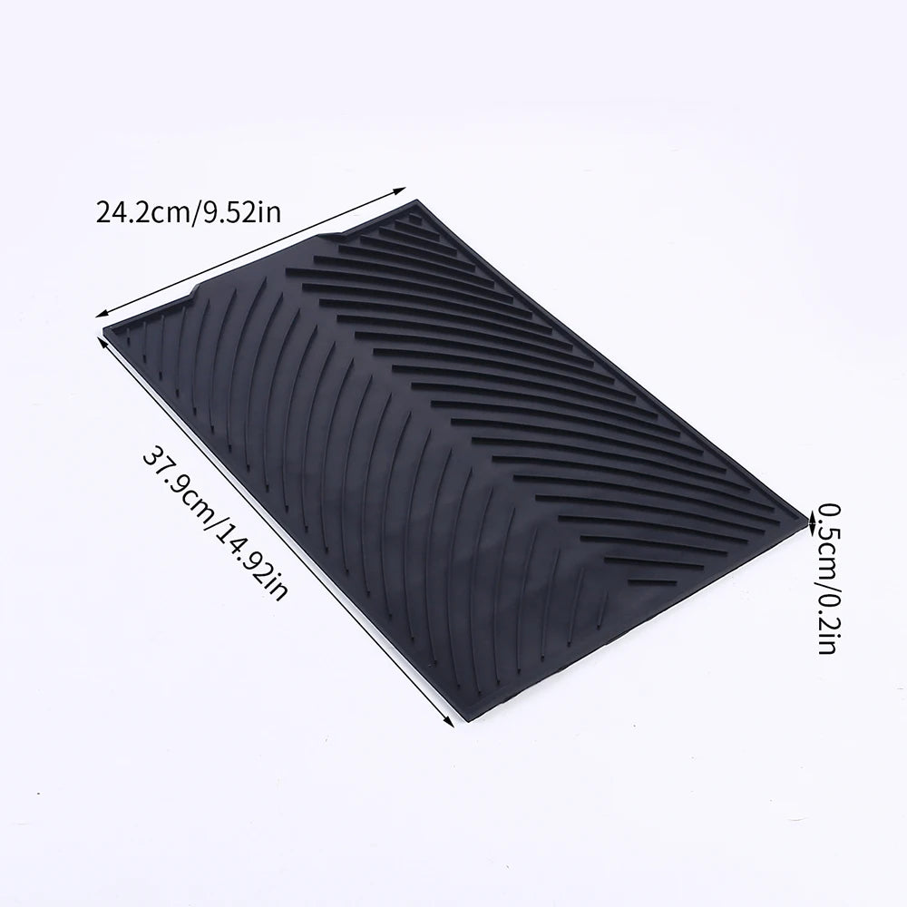 Tapis Égouttoir Silicone Multifonction noir avec rainures antidérapantes 24 x 38 cm
