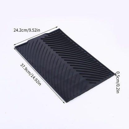 Tapis Égouttoir Silicone Multifonction noir avec rainures antidérapantes 24 x 38 cm