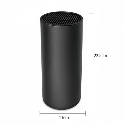 Porte Couteaux Antidérapant — Support Cuisine Durable noir cylindrique 22,5 x 11 cm dessus à fentes pour couteaux
