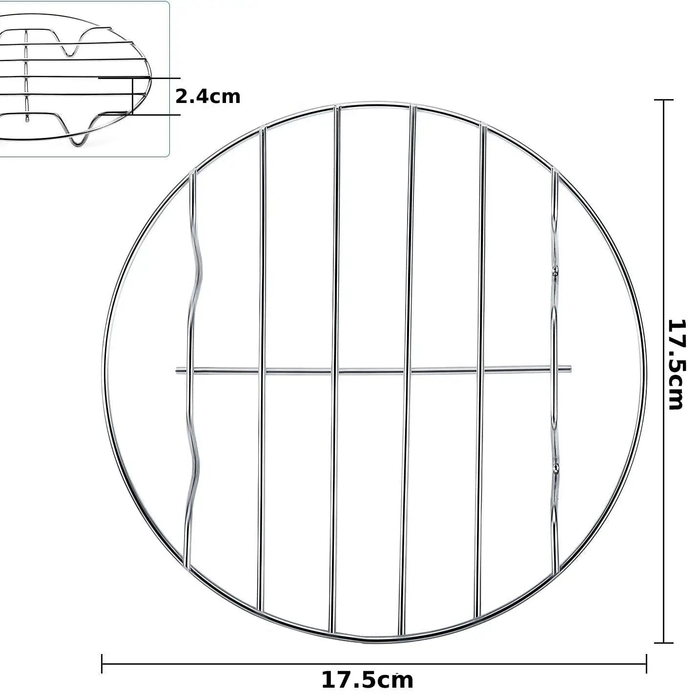 Repose Plat en Acier Inoxydable – Cuisson et Service grille ronde 17,5 cm pour four et vapeur, barres espacées