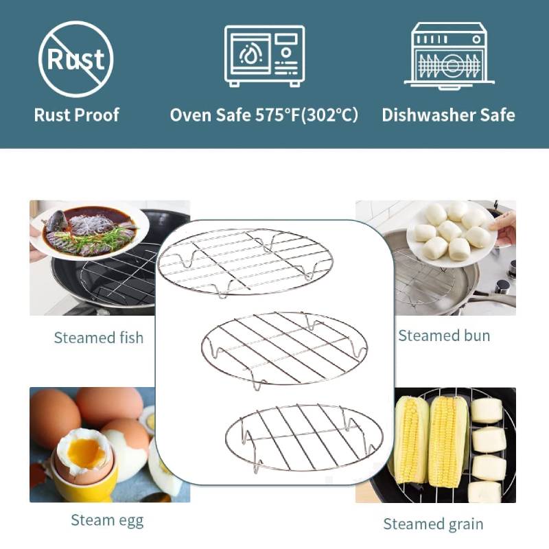 Repose Plat en Acier Inoxydable – Cuisson et Service. Ustensile de chef grille inox ronde pour vapeur, four et lave-vaisselle