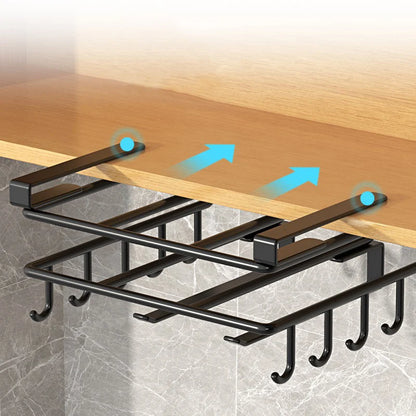 Support de Rangement Inox – Cuisine Organisée porte-ustensiles sous étagère en acier inox avec crochets coulissants