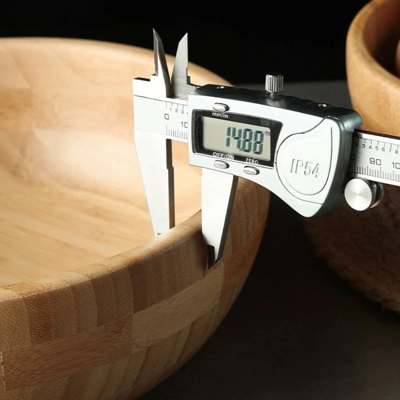 Bol en Bambou CZSAE – Naturel, Durable et Multifonction mesuré avec un pied à coulisse pour précision