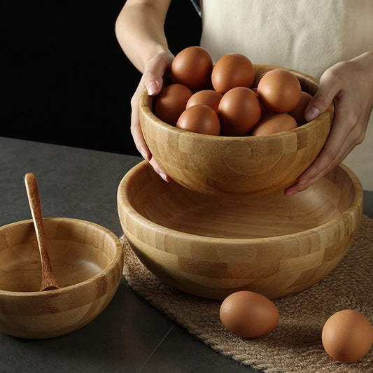 Bol en Bambou CZSAE – Naturel, Durable et Multifonction avec des œufs frais dans un cadre de cuisine moderne