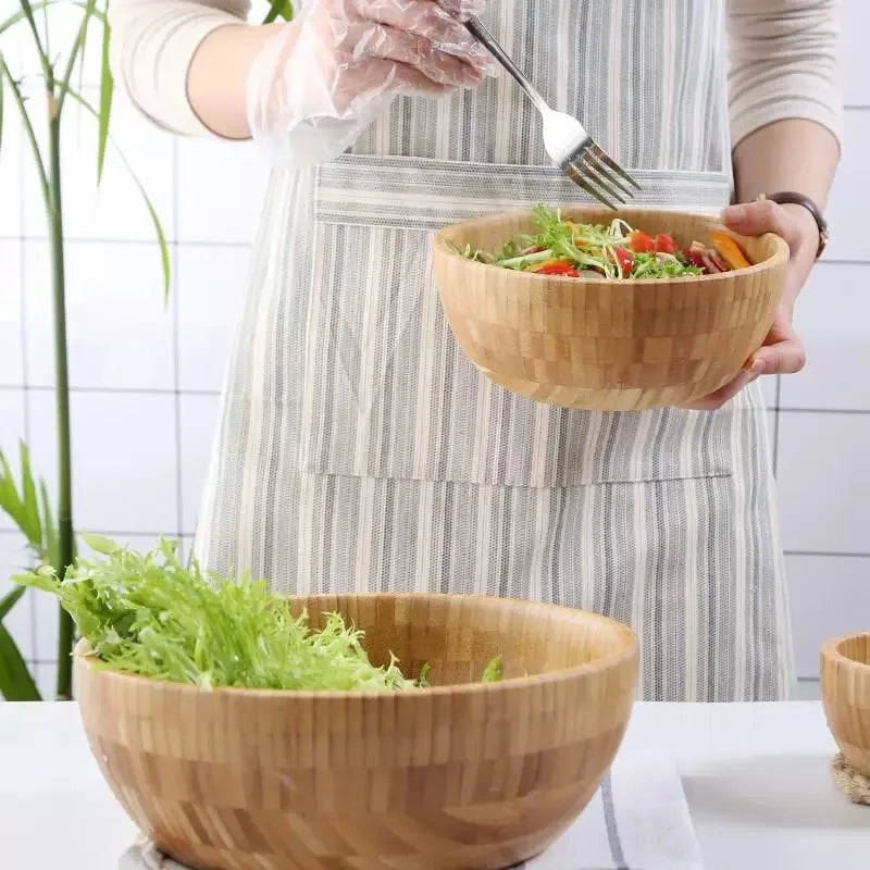 Bol en Bambou CZSAE – Naturel, Durable et Multifonction rempli de légumes frais pour la préparation des repas