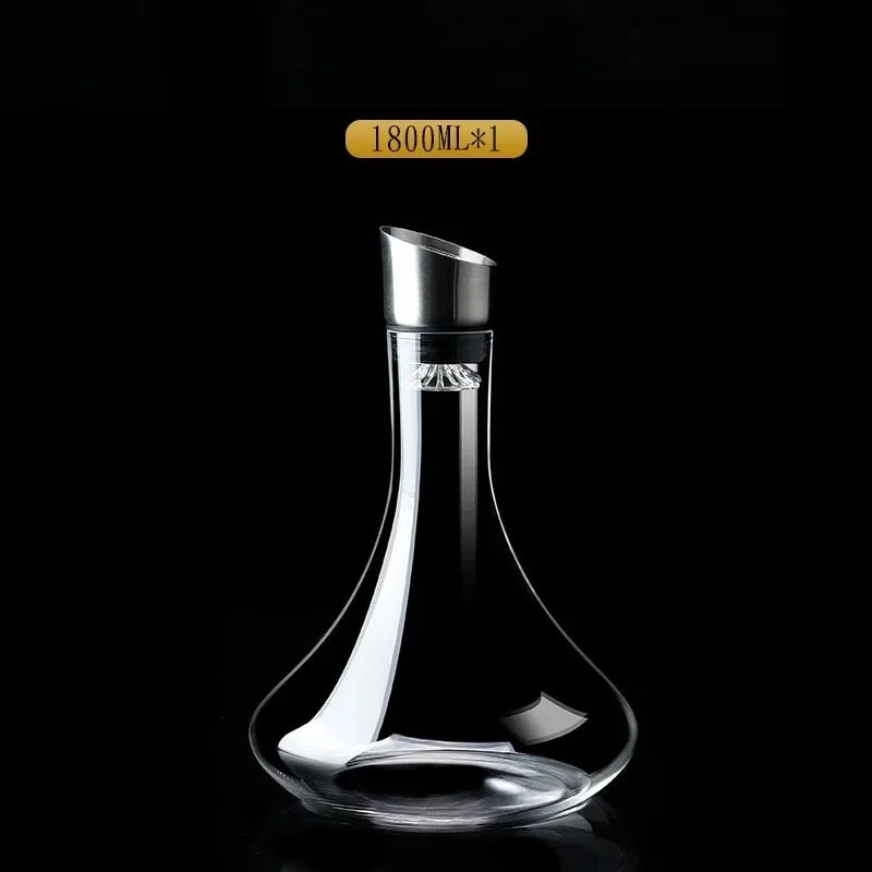 Décanteur à Vin en Verre avec Bouchon en Acier Inoxydable de 1800ML pour Éco-Œnologie
