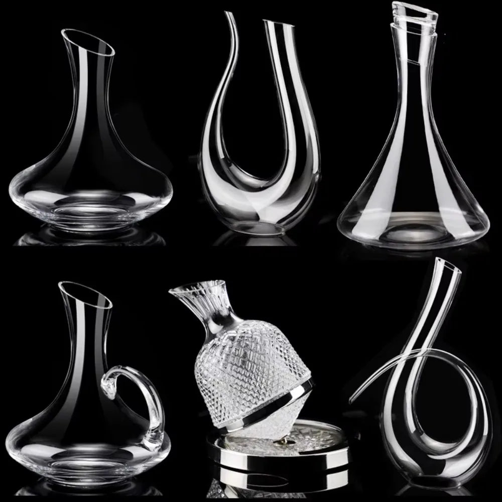 Assortiment de décanteurs à vin en verre, y compris un décanteur à vin en verre – carafe œnologie éco-responsable.