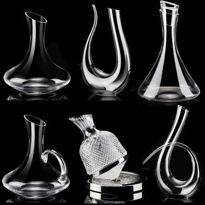 Assortiment de décanteurs à vin en verre, y compris un décanteur à vin en verre – carafe œnologie éco-responsable.