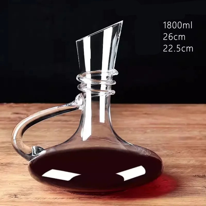Décanteur à Vin en Verre – Carafe Œnologie Éco-Responsable de 1800 ml avec design élégant et courbes modernes