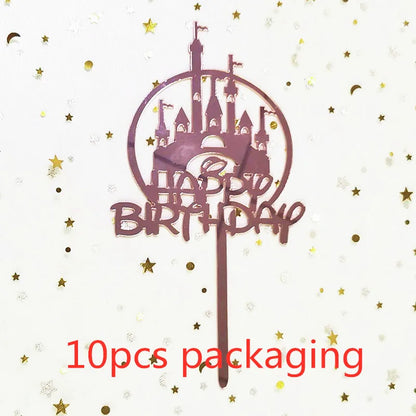 Décoration de Gâteau Acrylique – Lot de 10 Cake Toppers en violet avec motif château pour anniversaires