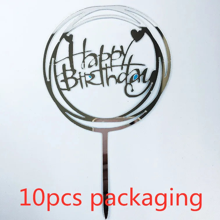 Décoration de Gâteau Acrylique – Lot de 10 Cake Toppers avec design anniversaire pour célébrations festives