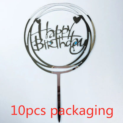Décoration de Gâteau Acrylique – Lot de 10 Cake Toppers avec design anniversaire pour célébrations festives