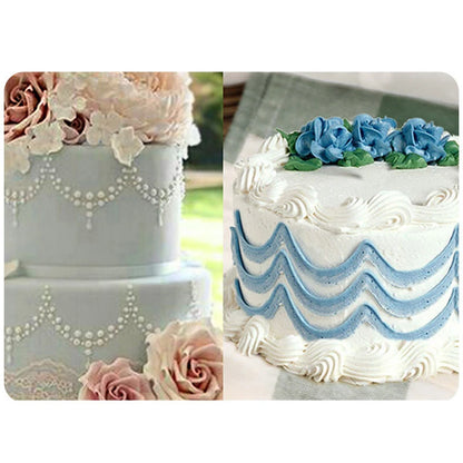 Règle de décoration en dentelle pour créer des motifs sur les gâteaux avec des fleurs roses et bleues