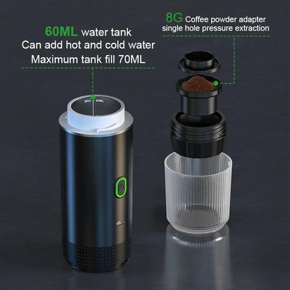 Machine expresso portable rechargeable avec réservoir de 60ML pour l'eau chaude et froide