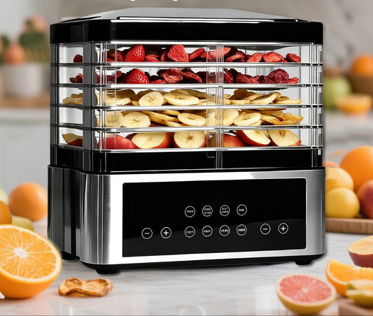 Déshydrateur Alimentaire 5 Plateaux 350 W Fruits & Viande avec fruits et légumes séchés pour des en-cas sains