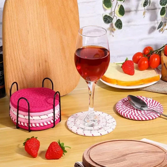 Dessous de verre Corde de Coton avec support, parfait pour protéger vos tables et ajouter une touche de style