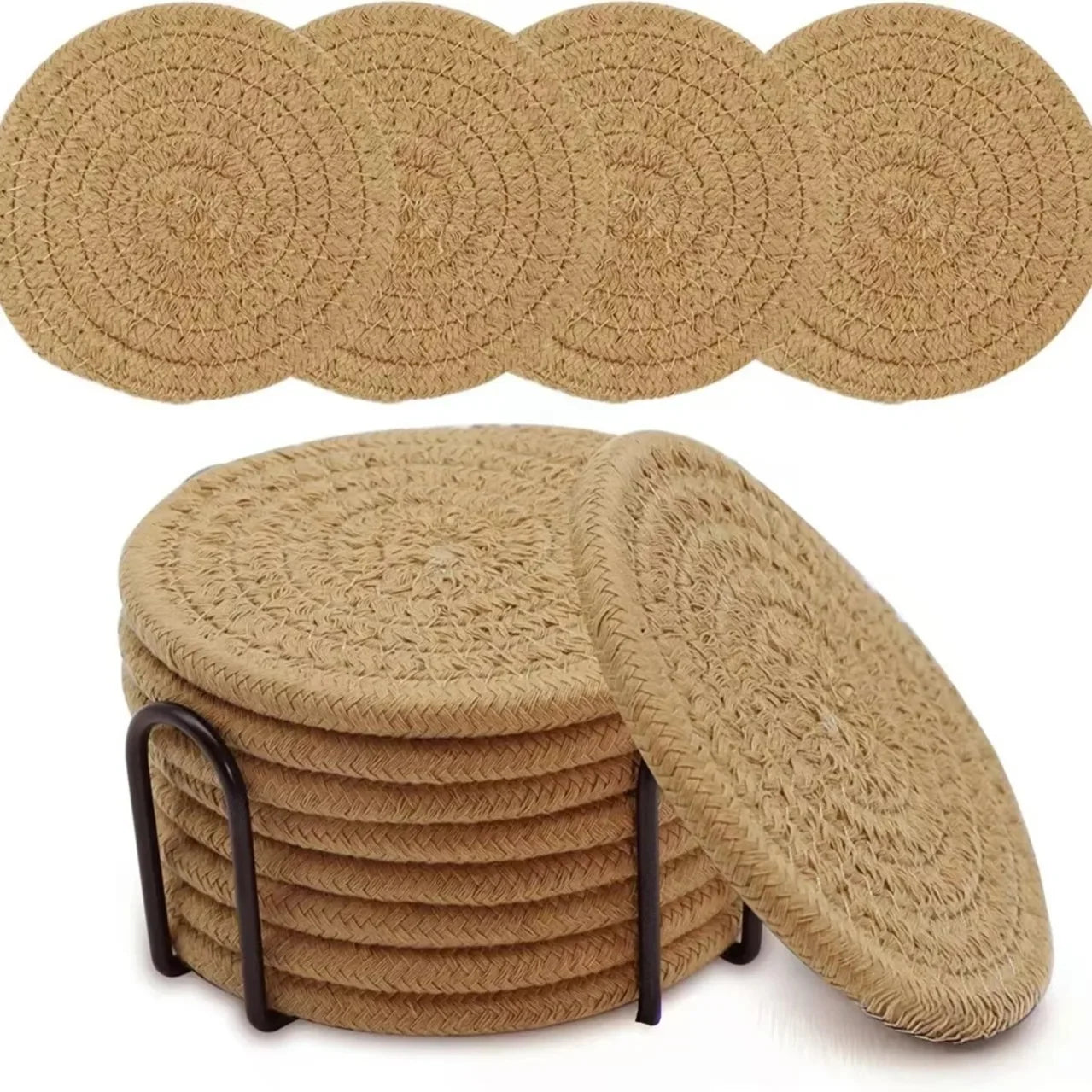 Dessous de verre Corde de Coton pour protéger les surfaces de votre table, ensemble de 1/8 pcs