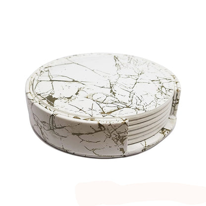 Dessous de Verre Cuir Effet Marbré Lot 6 Support avec design élégant et rangement pratique