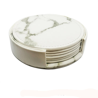 Dessous de Verre Cuir Effet Marbré Lot 6 Support, élégant et pratique pour protéger vos surfaces