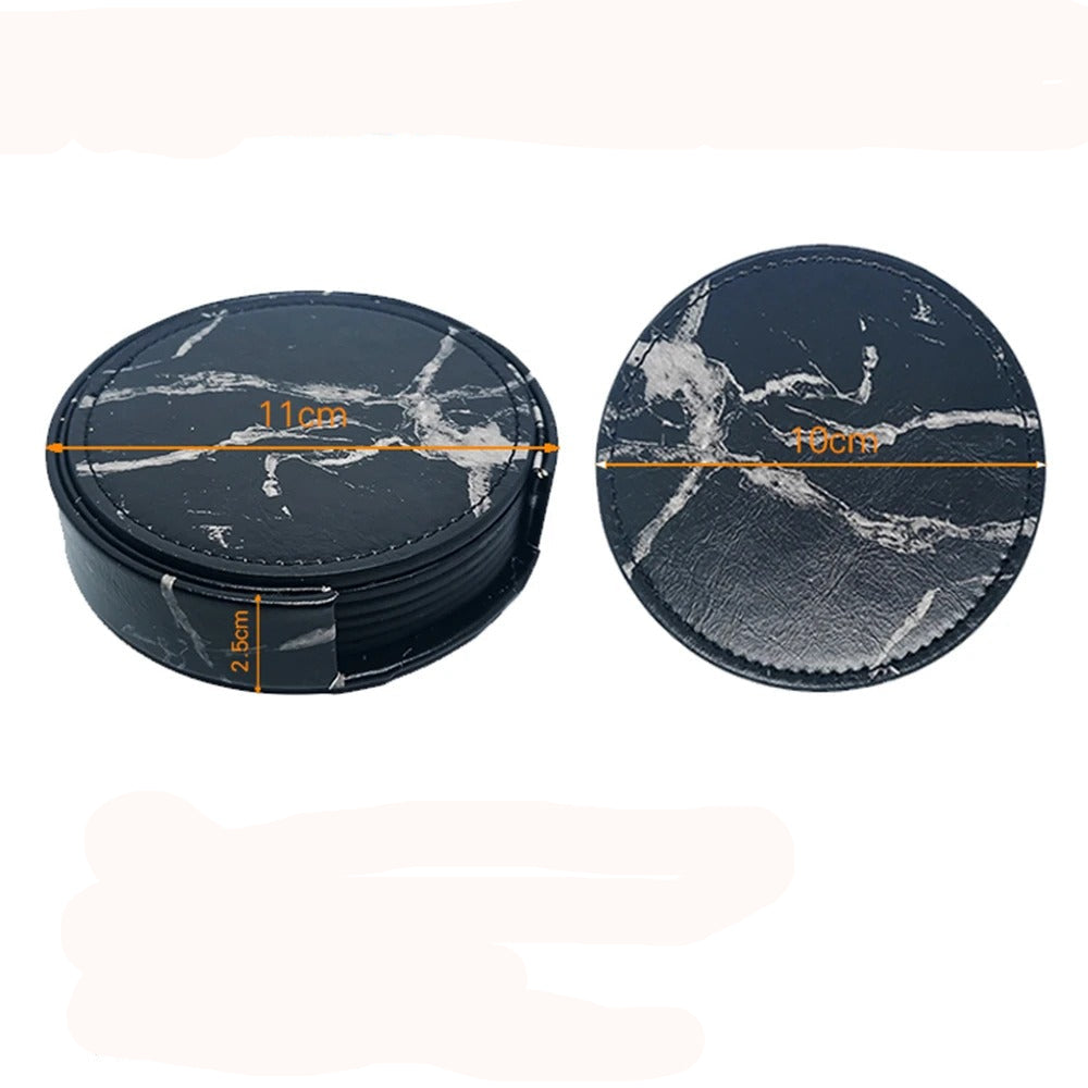 Dessous de Verre Cuir Effet Marbré Lot 6 Support avec design élégant pour protéger les surfaces