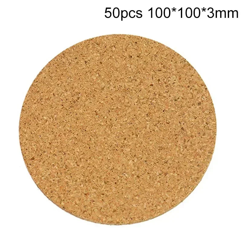 Pack de 50 Dessous de Verre en Liège Naturel ronds de 100x100mm pour protéger vos surfaces